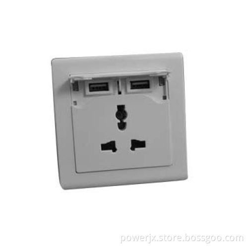 AC USB Wall Outlet, Silver Color Wall Plug with USB